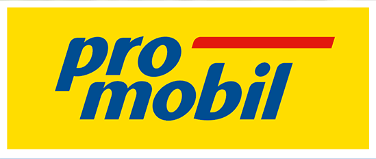 Logo: promobil in Blau auf gelbem Grund