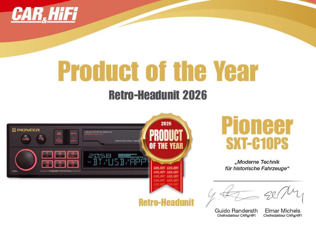 SXT-C10PS – Car&HiFi Product Of The Year 2026 – Retro Headunit für automobile Klassiker aus den 80ern und 90ern